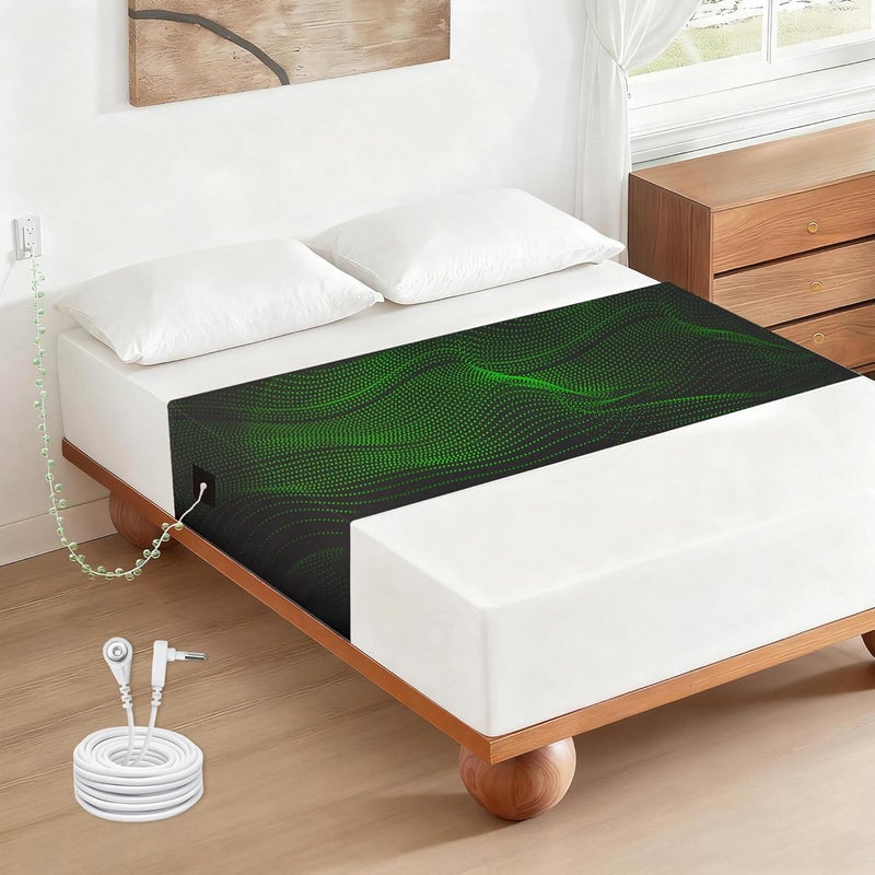 Groundingtop Grounding Sheets, Grounding Mat for Bed 90% Cotton+10% Pure Silver Fiber Grounded Earth Sheets Conductive Sheet for All Mattress Sizes Queen Cal King Full Twin, 106"x23.6" (Black) - Image 1